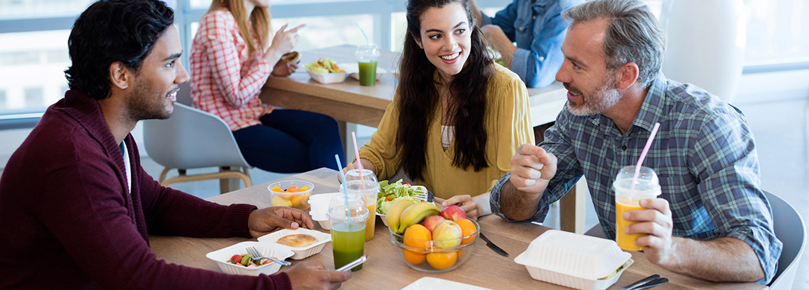 People talking around the table