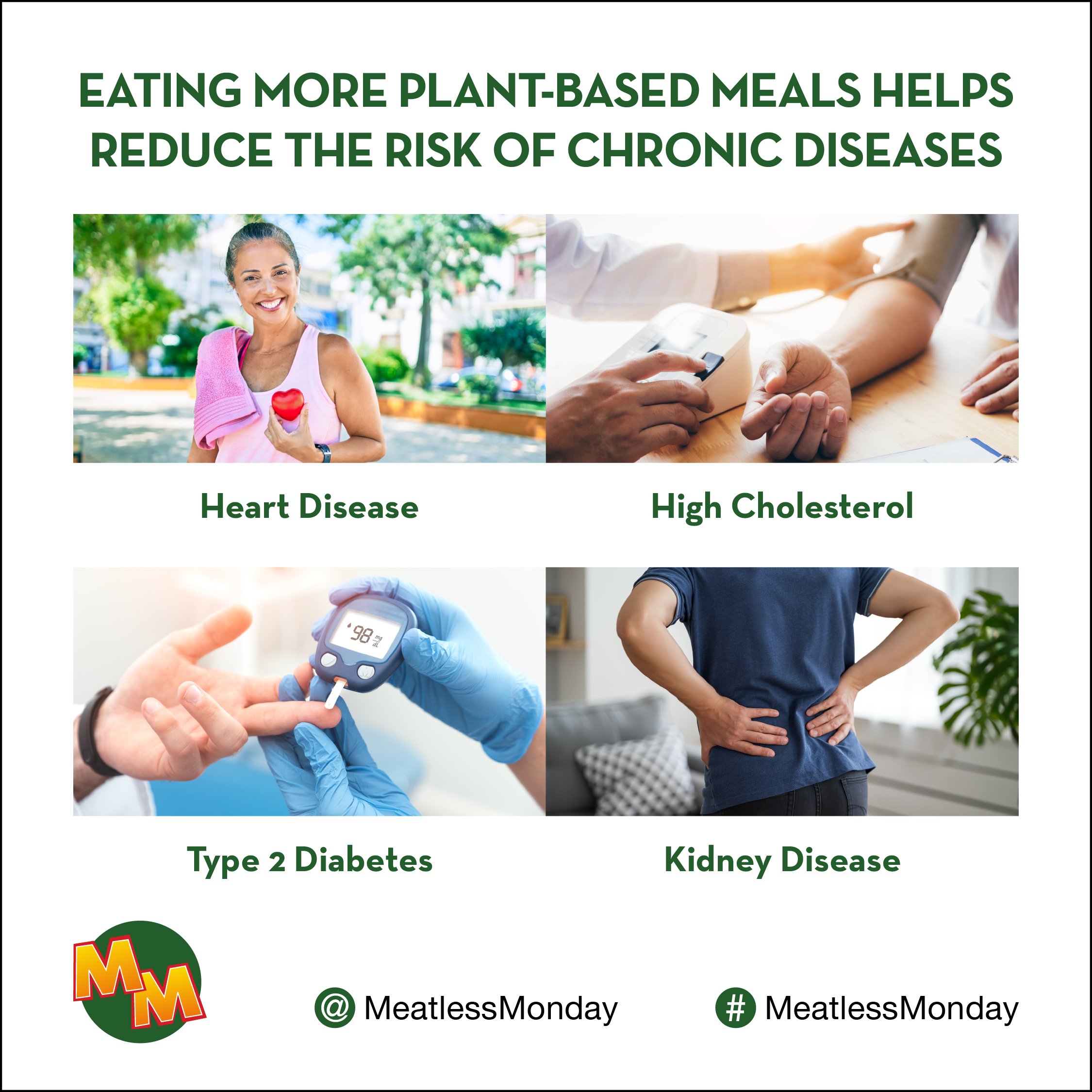 Eating more plany-based meals helps reduce the risk of chronic disease