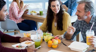 People talking around the table